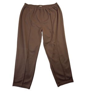 Only Necessities Pants Womens 26W Brown Pull On Polyester Elastic Waist Comfort